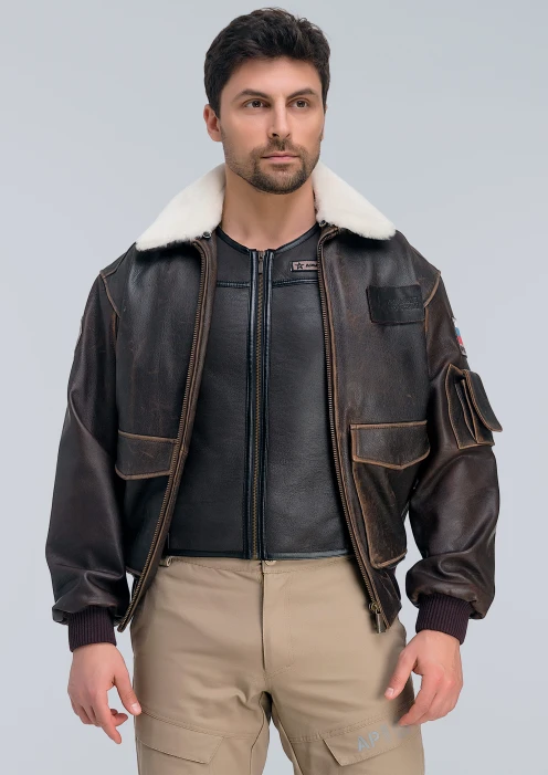 Купить куртка кожаная «победа» с уникальным принтом на спине в интернет-магазине ArmRus по выгодной цене. - изображение 7