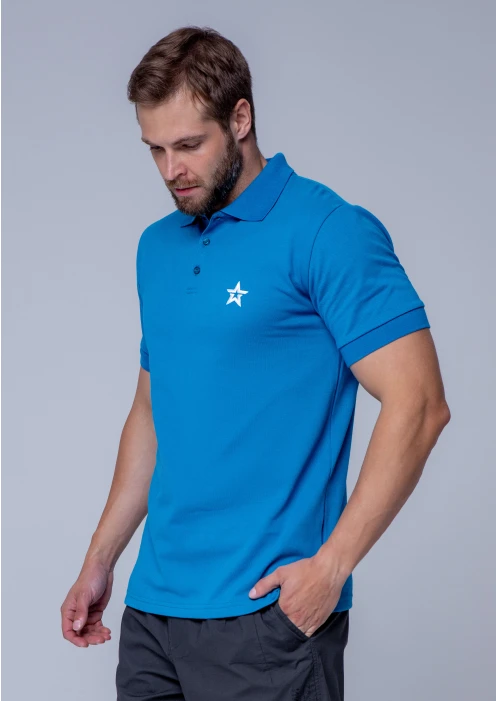 Купить футболка-поло пике мужская «звезда» голубая в интернет-магазине ArmRus по выгодной цене. - изображение 3