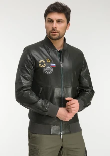 Куртка-бомбер кожаная «ВДВ» темно-синяя: купить в интернет-магазине «Армия России