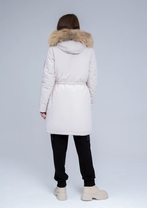 Купить куртка утепленная женская (натуральный мех енота) белая в Москве с доставкой по РФ - изображение 20