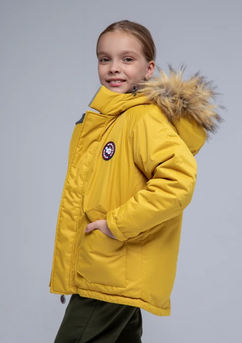 Купить  куртка-парка утепленная детская «вежливые мишки» желтая в интернет-магазине ArmRus по выгодной цене. - изображение 5