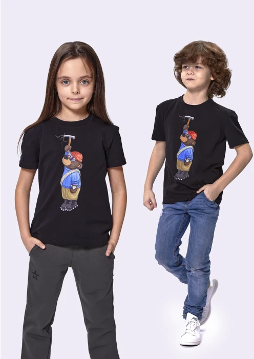 Купить футболка детская «медведь-скалолаз» черная в интернет-магазине ArmRus по выгодной цене. - изображение 2