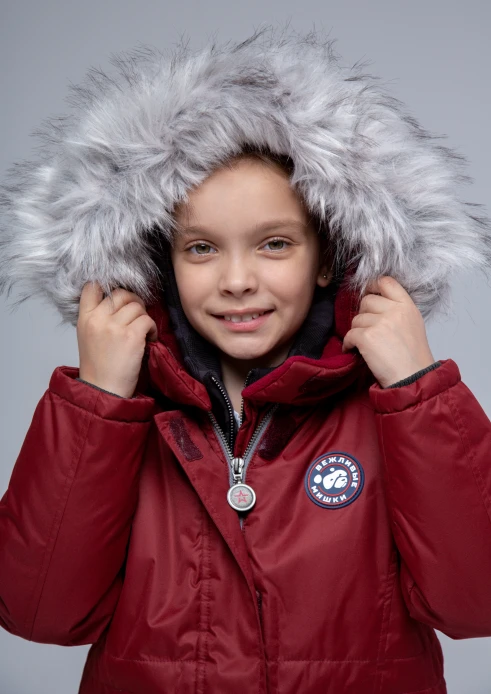 Купить  куртка-парка утепленная детская «вежливые мишки» брусничная в интернет-магазине ArmRus по выгодной цене. - изображение 6