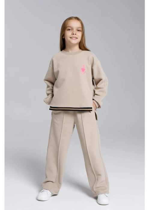 Купить костюм (свитшот + брюки) для девочек «якорь» латте в интернет-магазине ArmRus по выгодной цене. - изображение 1