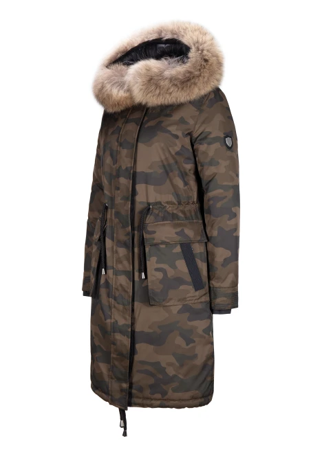 Купить куртка утепленная женская (натуральный мех енота) хаки камуфляж в Москве с доставкой по РФ - изображение 26