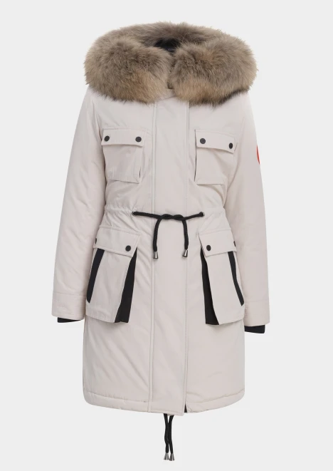 Купить куртка утепленная женская (натуральный мех енота) белая в Москве с доставкой по РФ - изображение 23