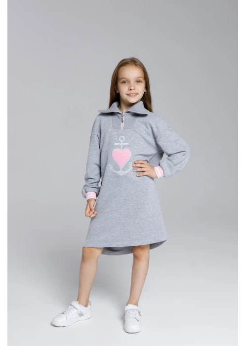 Купить платье-рубашка для девочек «якорь» серый меланж в интернет-магазине ArmRus по выгодной цене. - изображение 9