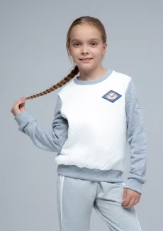 Свитшот детский «Армия России» для девочки - молочный/серый