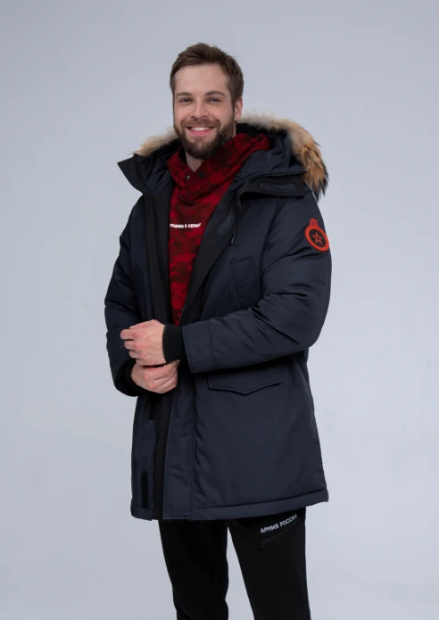 Купить куртка-парка утепленная мужская «армия россии» синяя в интернет-магазине ArmRus по выгодной цене. - изображение 4