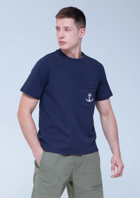 Купить футболка мужская «якорь» темно-синяя с карманом в интернет-магазине ArmRus по выгодной цене. - изображение 4