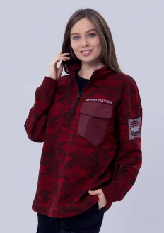 Толстовка женская «Родина в сердце» бордовый камуфляж: купить в интернет-магазине «Армия России