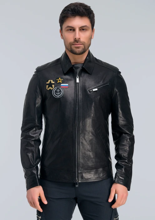 Купить  куртка-пилот кожаная «вмф» черная в интернет-магазине ArmRus по выгодной цене. - изображение 4