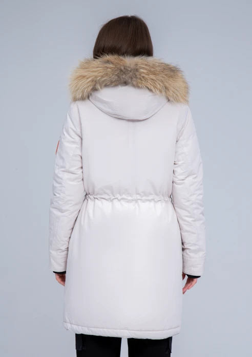 Купить куртка утепленная женская (натуральный мех енота) белая в Москве с доставкой по РФ - изображение 2