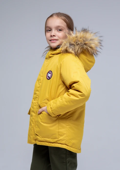 Купить  куртка-парка утепленная детская «вежливые мишки» желтая в интернет-магазине ArmRus по выгодной цене. - изображение 4