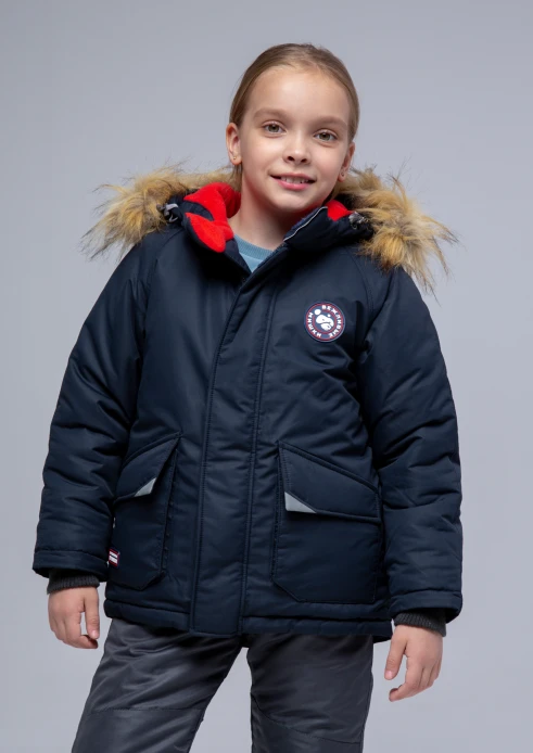 Купить  куртка утепленная детская «вежливые мишки» темно-синяя в интернет-магазине ArmRus по выгодной цене. - изображение 2