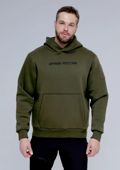Купить толстовка (худи) мужская «армия россии» хаки с велкро в интернет-магазине ArmRus по выгодной цене. - изображение 1