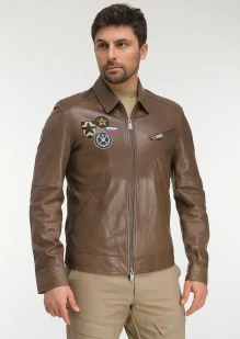 Куртка пилот кожаная «СВ» бежевая: купить в интернет-магазине «Армия России