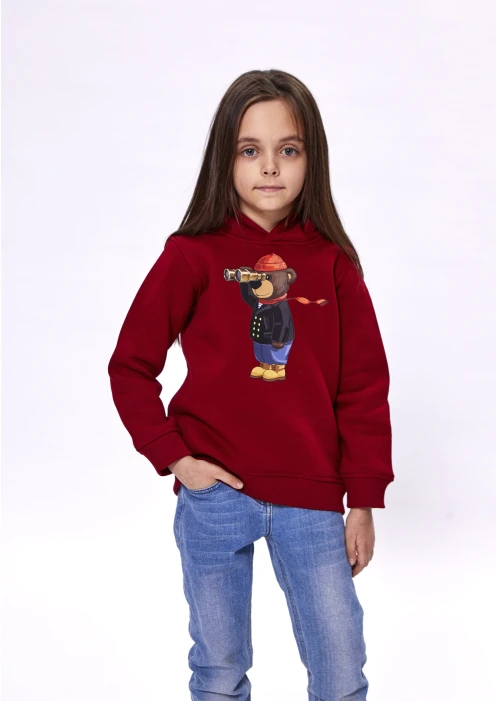 Толстовка (Худи) детская «Медведь-смотритель маяка» бордовый - изображение 6