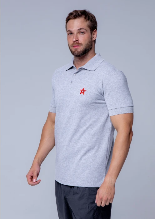 Купить футболка-поло пике мужская «звезда» серый меланж в интернет-магазине ArmRus по выгодной цене. - изображение 4