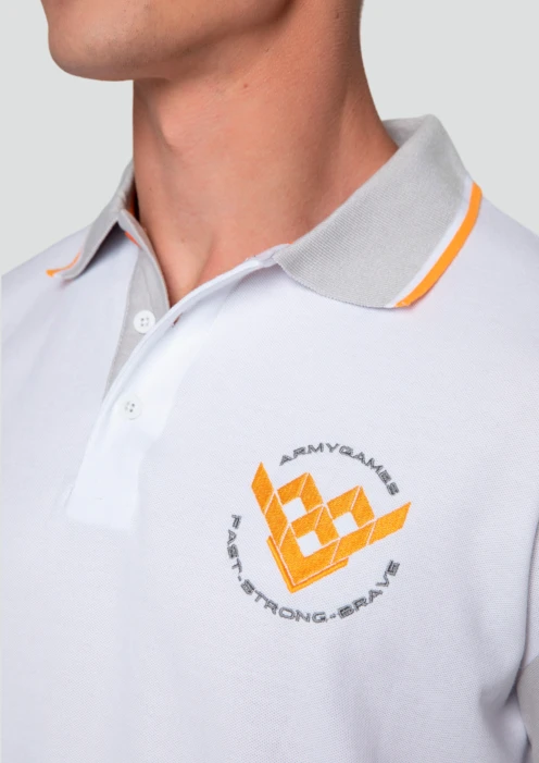 Купить рубашка-поло пике мужская army games белая в интернет-магазине ArmRus по выгодной цене. - изображение 4