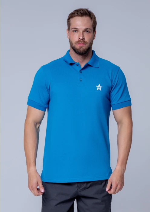 Купить футболка-поло пике мужская «звезда» голубая в интернет-магазине ArmRus по выгодной цене. - изображение 1