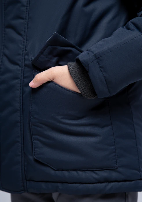 Купить  куртка утепленная детская «вежливые мишки» темно-синяя в интернет-магазине ArmRus по выгодной цене. - изображение 14