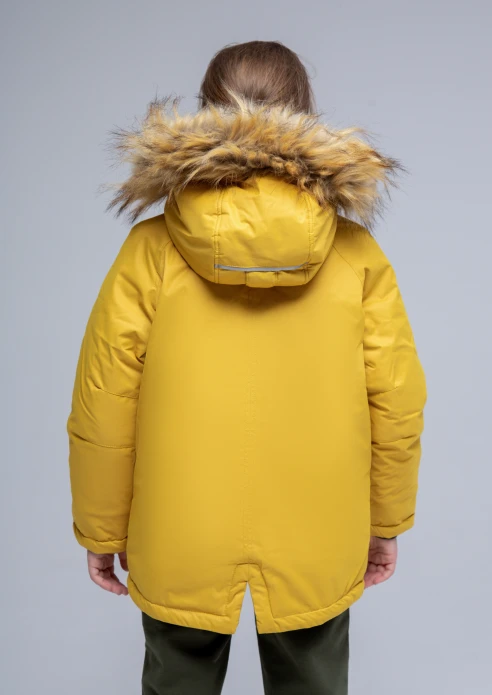 Купить  куртка-парка утепленная детская «вежливые мишки» желтая в интернет-магазине ArmRus по выгодной цене. - изображение 3