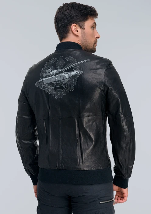 Купить куртка-бомбер кожаная «св» чёрная в интернет-магазине ArmRus по выгодной цене. - изображение 2