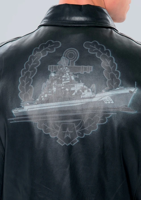 Купить куртка-пилот кожаная «вмф» сине-черная в интернет-магазине ArmRus по выгодной цене. - изображение 4