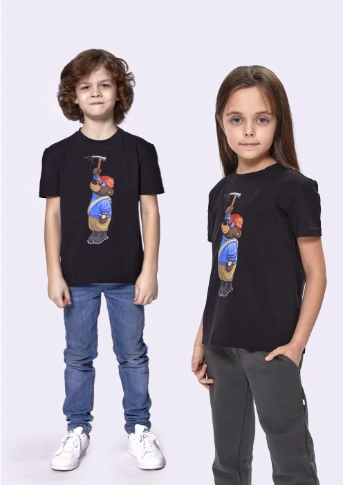 Купить футболка детская «медведь-скалолаз» черная в интернет-магазине ArmRus по выгодной цене. - изображение 1