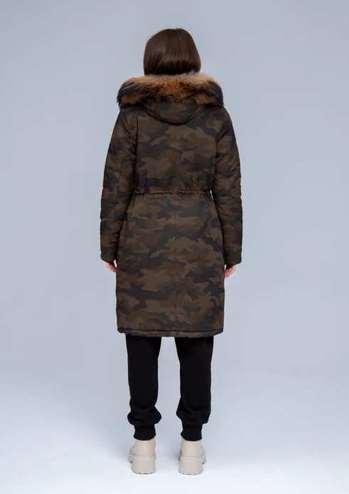 Купить куртка утепленная женская (натуральный мех енота) хаки камуфляж в Москве с доставкой по РФ - изображение 19