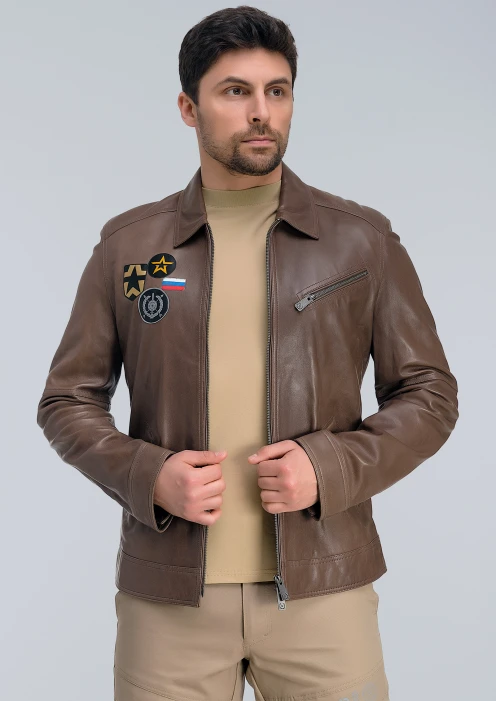 Купить куртка пилот кожаная «рвсн» бежевая в интернет-магазине ArmRus по выгодной цене. - изображение 5
