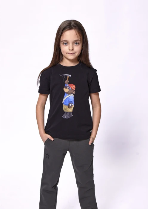 Купить футболка детская «медведь-скалолаз» черная в интернет-магазине ArmRus по выгодной цене. - изображение 3