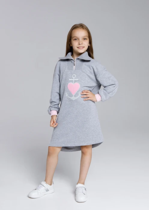 Купить платье-рубашка для девочек «якорь» серый меланж в интернет-магазине ArmRus по выгодной цене. - изображение 10