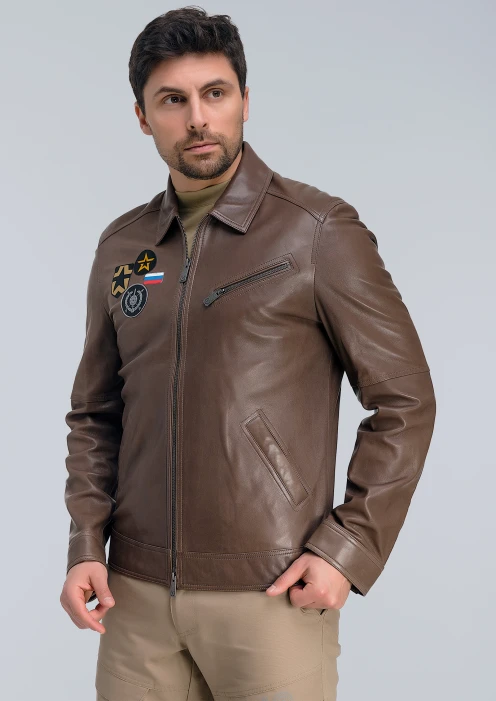 Купить куртка пилот кожаная «рвсн» бежевая в интернет-магазине ArmRus по выгодной цене. - изображение 3