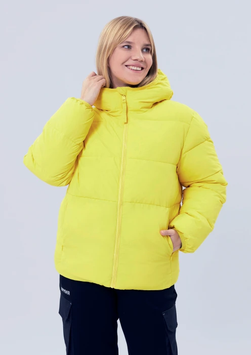Купить куртка зимняя женская «родина в сердце» желтая в Москве с доставкой по РФ - изображение 1