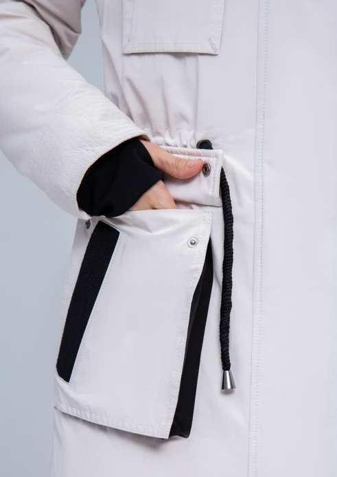 Купить куртка утепленная женская (натуральный мех енота) белая в Москве с доставкой по РФ - изображение 16