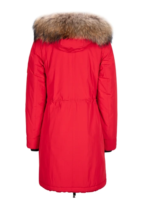 Купить куртка утепленная женская (натуральный мех енота) красная в Москве с доставкой по РФ - изображение 30