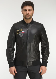 Куртка-бомбер кожаная «СВ» чёрная: купить в интернет-магазине «Армия России