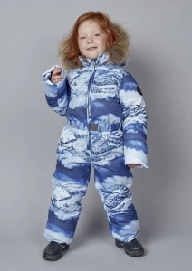 Комбинезон детский «Армия России» утепленный с горным пейзажем - голубой