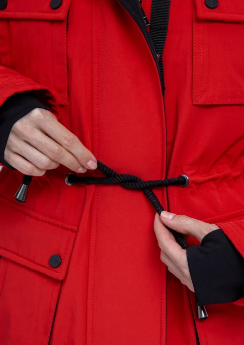 Купить куртка утепленная женская (натуральный мех енота) красная в Москве с доставкой по РФ - изображение 15