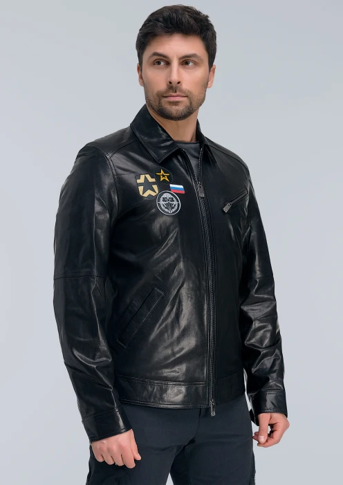 Купить куртка-пилот кожаная «вдв» черная в интернет-магазине ArmRus по выгодной цене. - изображение 3
