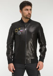 Куртка-бомбер кожаная «ВДВ» черный: купить в интернет-магазине «Армия России