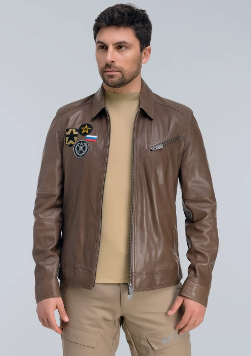 Купить куртка пилот кожаная «св» бежевая в интернет-магазине ArmRus по выгодной цене. - изображение 5