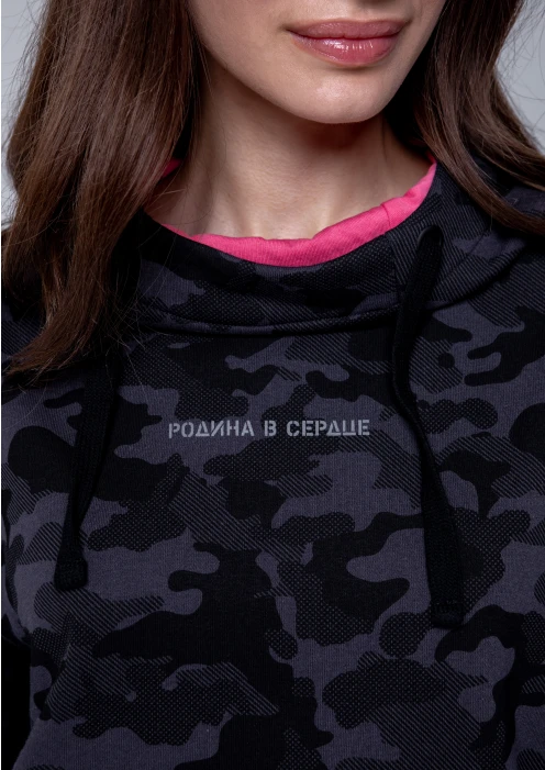 Купить толстовка (худи) женская «родина в сердце» черный камуфляж в Москве с доставкой по РФ - изображение 6