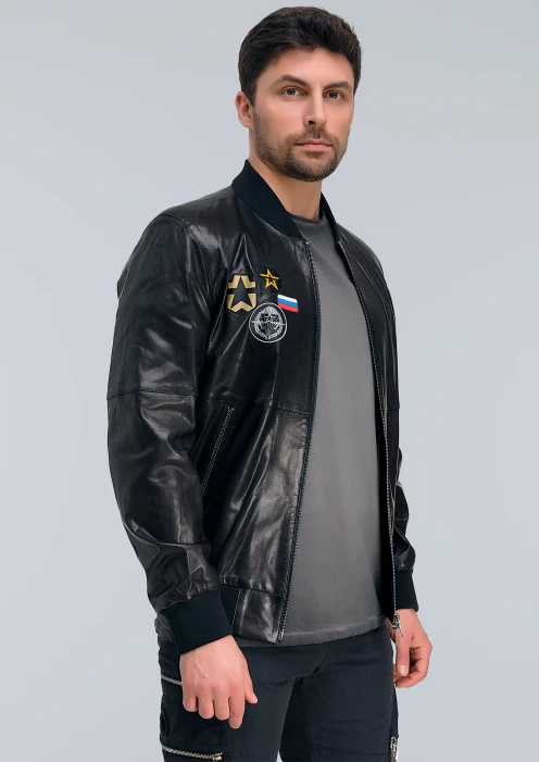 Купить куртка-бомбер кожаная «вдв» черный в интернет-магазине ArmRus по выгодной цене. - изображение 4