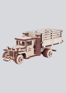 Игрушка-конструктор из дерева советский грузовик с кузовом «ЗИС-5ВБ» 79 деталей - 