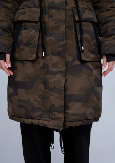 Купить куртка утепленная женская (натуральный мех енота) хаки камуфляж в Москве с доставкой по РФ - изображение 11