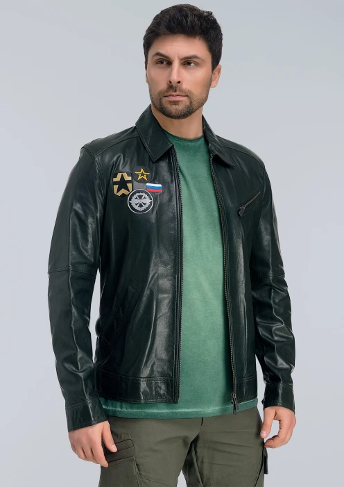 Купить куртка-пилот кожаная «вкс» темно-зеленая в интернет-магазине ArmRus по выгодной цене. - изображение 4