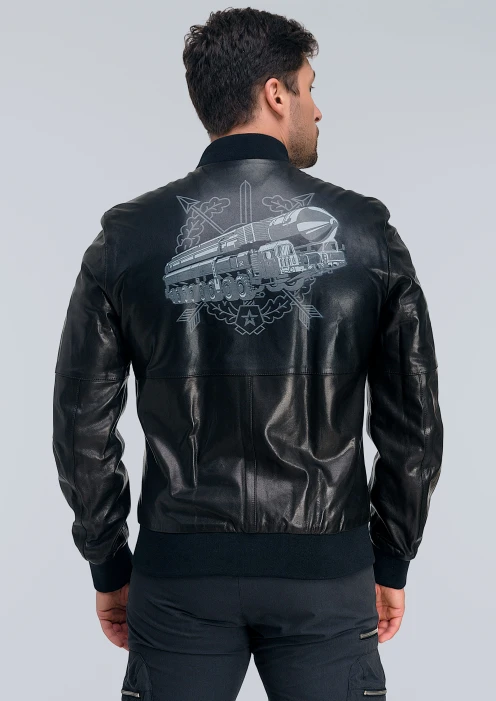 Купить куртка-бомбер кожаная «рвсн» черный в интернет-магазине ArmRus по выгодной цене. - изображение 2